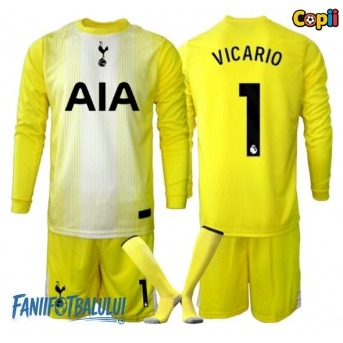 Tottenham Hotspur Guglielmo Vicario #1 Portarii Echipament de Fotbal Replică 2025-26 Copii Treilea Mâneci Lungi (+ Șorturi)